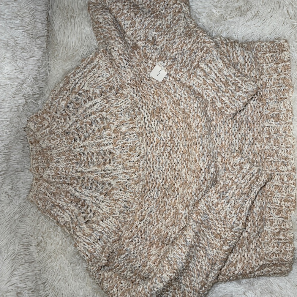 Anthropologie Cozy Marled Beige Knit Sweater - Women